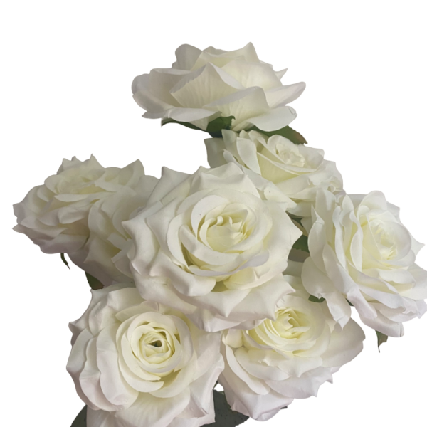 White Isabella 9-Head Rose Bunch