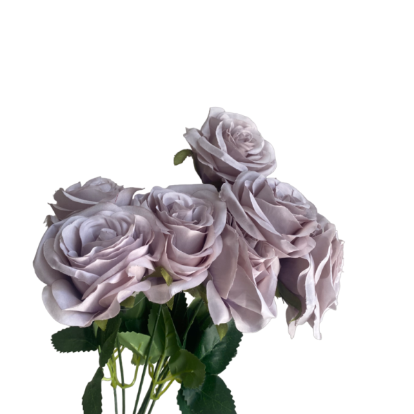 Grey Daria 10-Head Silk Rose Bunch