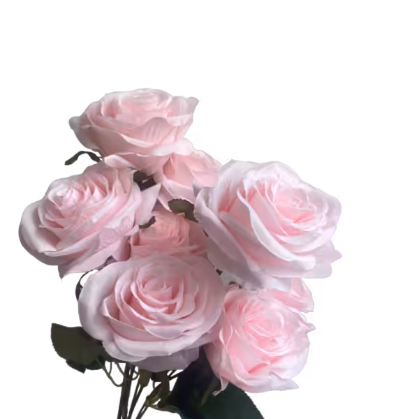 Light Pink Daria 10-Head Silk Rose Bunch