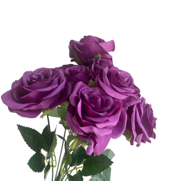 Purple Daria 10-Head Silk Rose Bunch