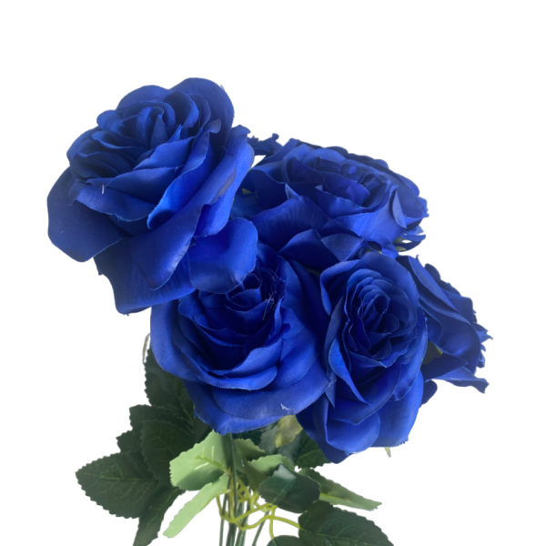 Royal Blue Daria 10-Head Silk Rose Bunch