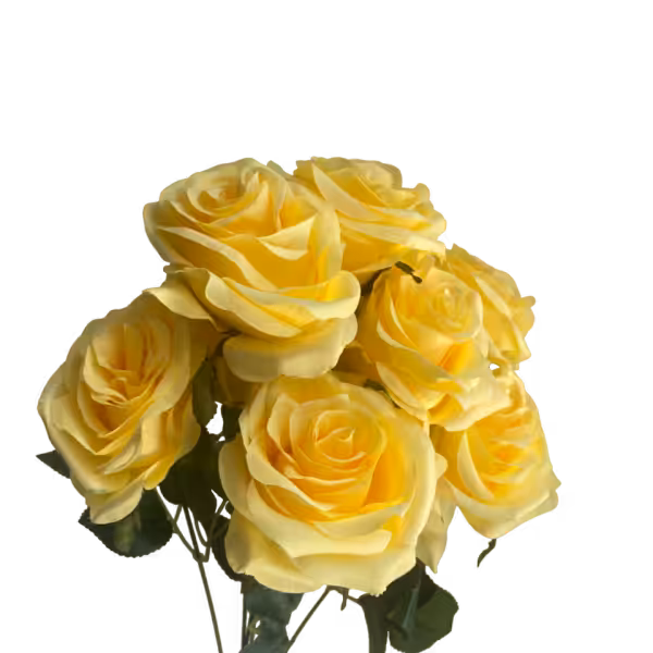 Yellow Daria 10-Head Silk Rose Bunch