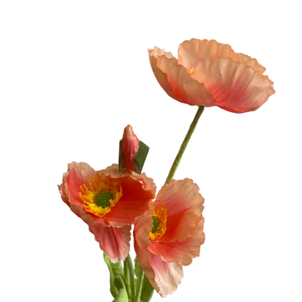 Coral Elsie Poppy Spray