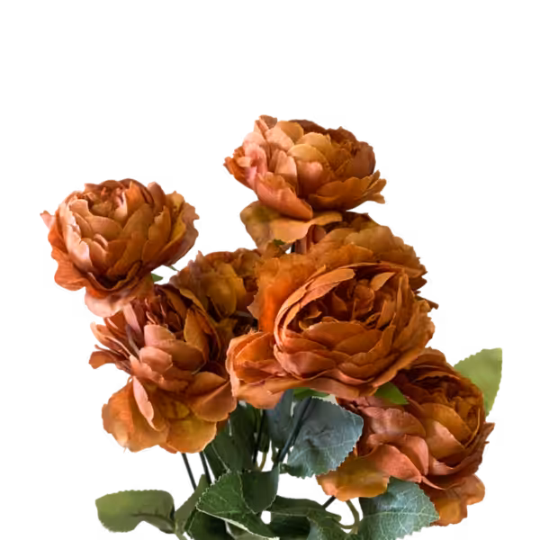Burnt Orange Lydia Peony 7-Head Bunch
