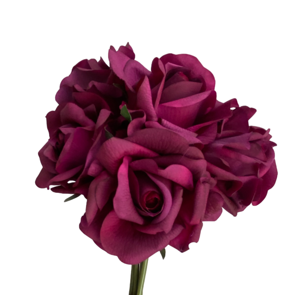 Dark Fuchsia Capri Real Touch Rose Bunch