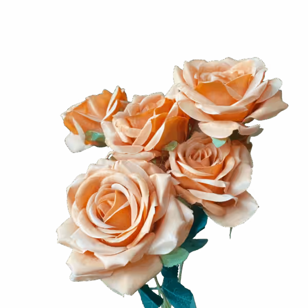 Soft Orange Natalia 7 Head Silk Rose Bunch