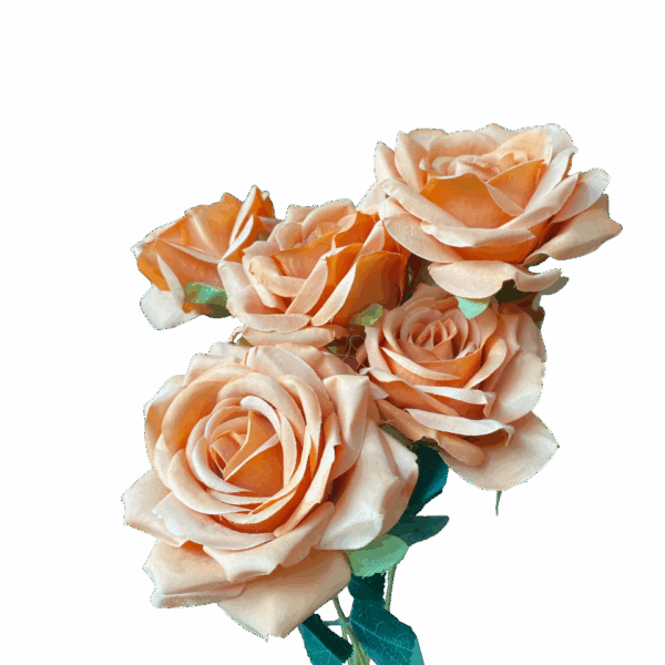 Soft Orange Natalia 7 Head Silk Rose Bunch