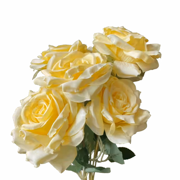 Yellow Natalia 7 Head Silk Rose Bunch