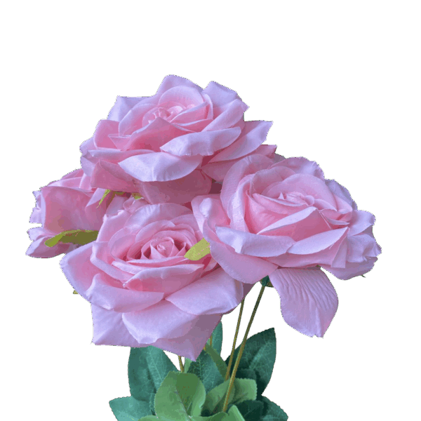 Soft Pink Natalia 7 Head Silk Rose Bunch